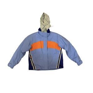 Obermeyer Women’s Ski Jacket Size 10 Mojave Blue Orange Hooded Insulated Snow